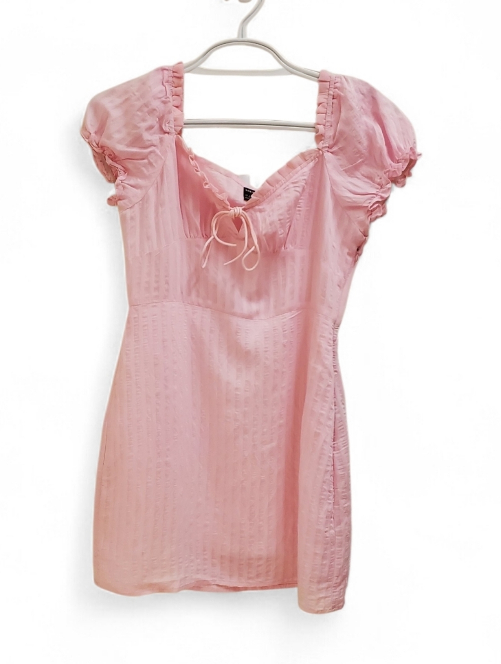 Pink Puff Sleeve Mini Dress